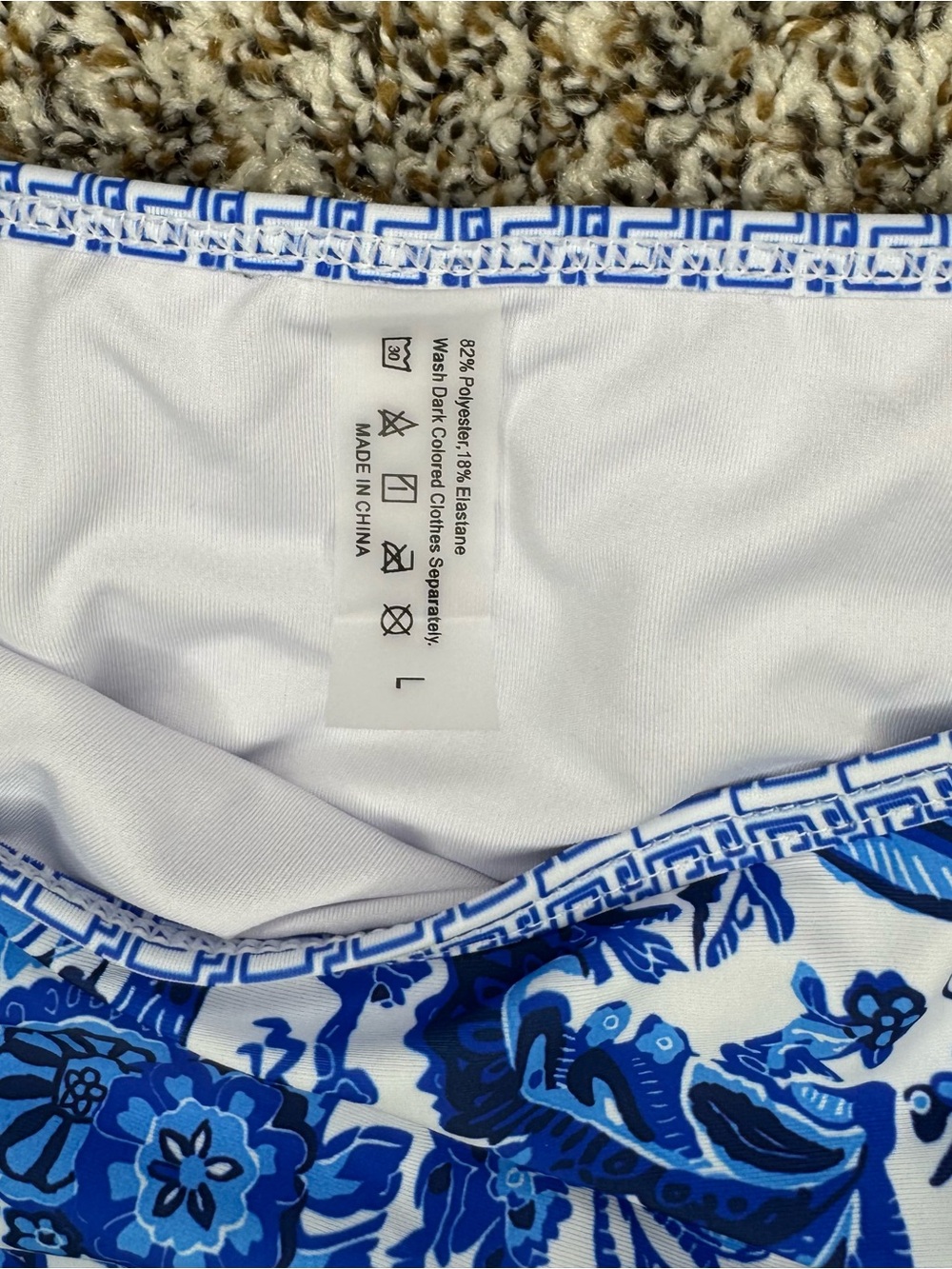 Blue White Floral Bikini Set Womens Large Cutout High Cut Swimsuit Two Piece - Picture 3 of 11